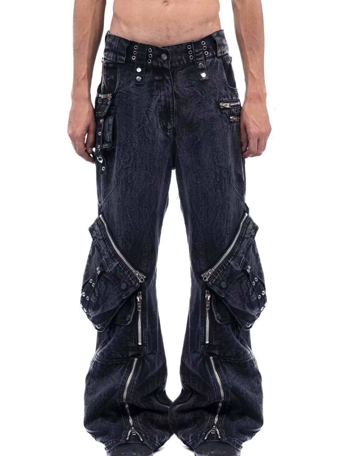 Men'S Accessories For Jeans - Y2K черные готические панк-молния с несколькими