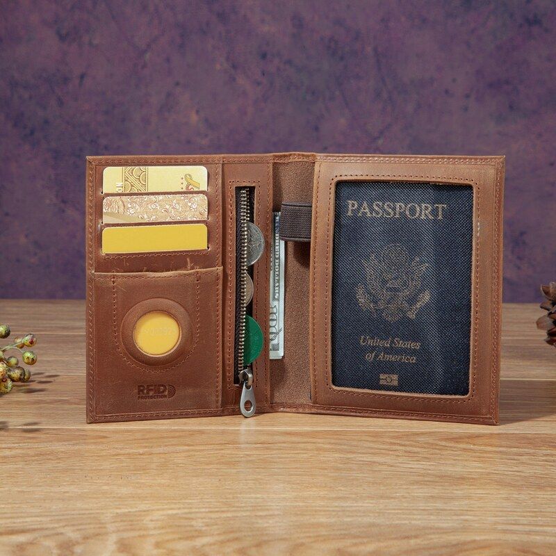 Passport Wallet Rfid - Модный унисекс-кошелек из натуральной кожи для