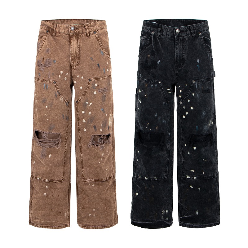 Men'S Accessories For Jeans - Американские ретро-джинсы с широкими штанинами и